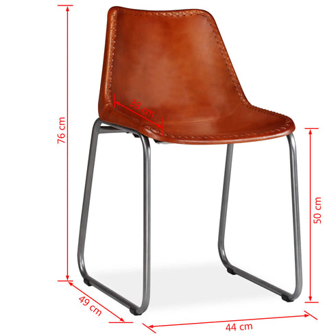 Swen Studio -  Dining Chairs 6 pcs Brown Real Leather